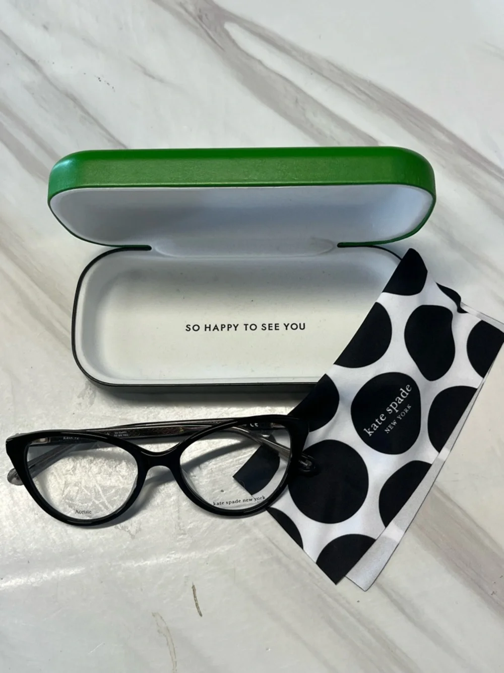 Kate‎ Spade Eye Glasses with green case and Dust Cloth